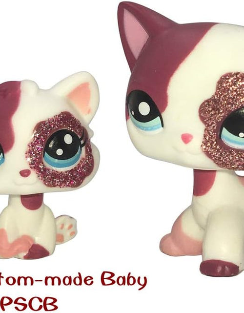 Load image into Gallery viewer, Custom-Made Baby for Short Hair Cat #2291 Pink White Kitten Sparkle Glitter Eyes 1 Inch Kitty Mini Pet Toys

