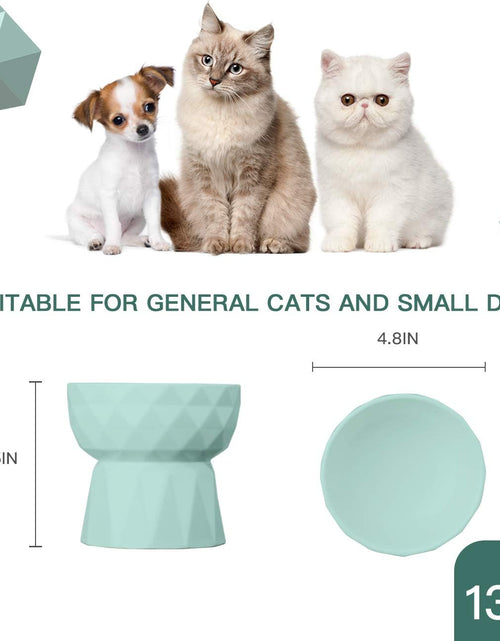 Load image into Gallery viewer, Cat Bowls,Ceramic Cat Bowls anti Vomiting,Raised Food and Water Bowl Set for Cats and Small Dogs,13.5 Oz,Green

