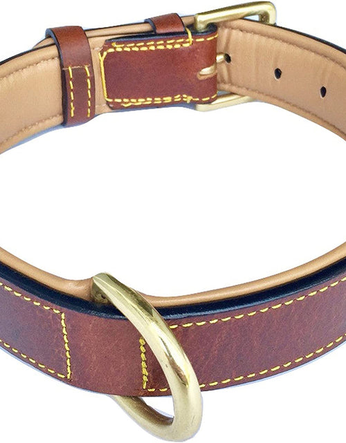 Load image into Gallery viewer, Brown XL Leather Padded Dog Collar, 28" Inches Long X 1.75" Inches Wide, Neck Size 22" to 25", Full Grain Real Luxury Leather for Xlarge Dogs
