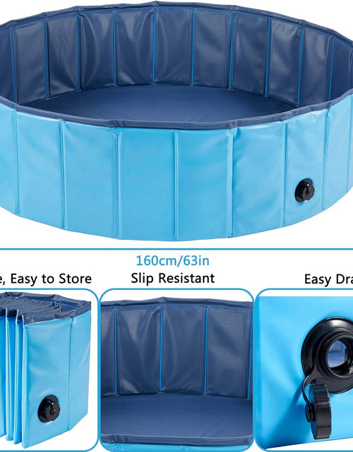 Load image into Gallery viewer, Dog Pool Foldable Pet Outdoor Swimming Pool Collapsible Anti-Slip Hard PVC Pet Paddling Bathtub for Large and Xtra Large Dogs, Kids, Pets((63'' * 12'')/(160Cm X 30Cm))
