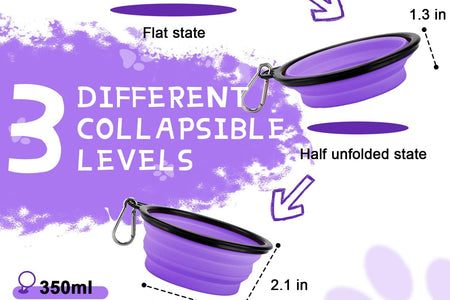 Collapsible Dog Bowls for Travel, 2-Pack Dog Portable Water Bowl for Dogs Cats Pet Foldable Feeding Watering Dish for Traveling Camping Walking with 2 Carabiners, BPA Free