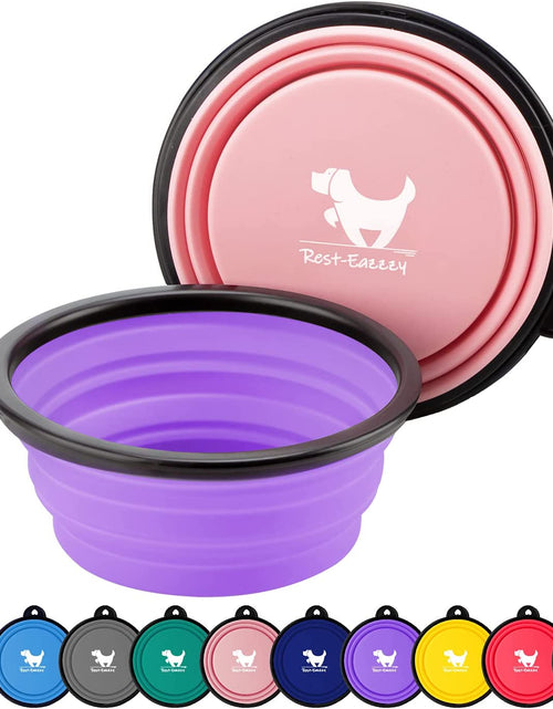 Load image into Gallery viewer, Collapsible Dog Bowls for Travel, 2-Pack Dog Portable Water Bowl for Dogs Cats Pet Foldable Feeding Watering Dish for Traveling Camping Walking with 2 Carabiners, BPA Free
