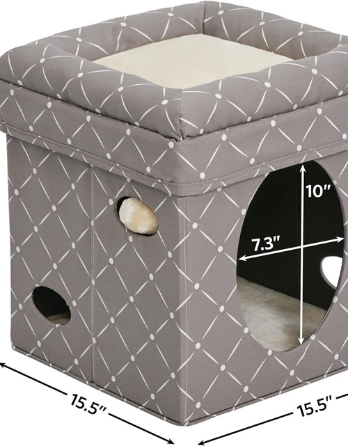 Load image into Gallery viewer, Cat Cube - Cat House / Cat Condo in Fashionable Mushroom Diamond Print, 15.5L X 15.5W X 16.5H Inches
