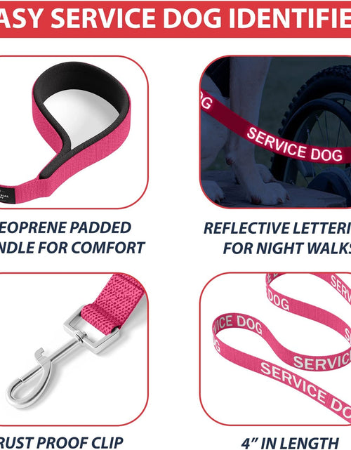 Load image into Gallery viewer, Service Dog Vest with Hook and Loop Straps &amp; Matching Service Dog Leash Set - Harnesses from XXS to XXL - Service Dog Harness Features Reflective Patch and Comfortable Mesh Design (Pink, XL)
