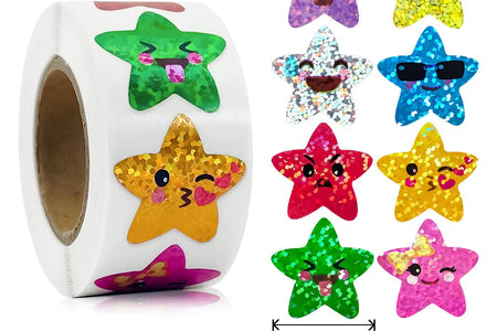 50-500Pcs Colorful Star Stickers for Kids Reward School Classroom Adhesive Holographic Star Stickers for Teachers DIY Craft
