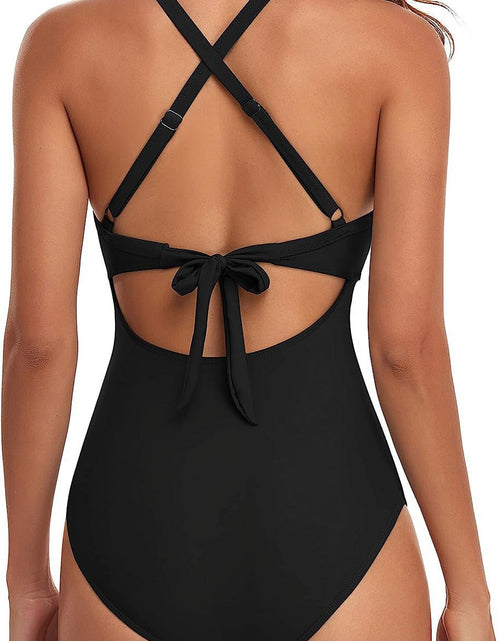 Load image into Gallery viewer, Women'S One Piece Swimsuits Tummy Control Cutout High Waisted Bathing Suit Wrap Tie Back 1 Piece Swimsuit
