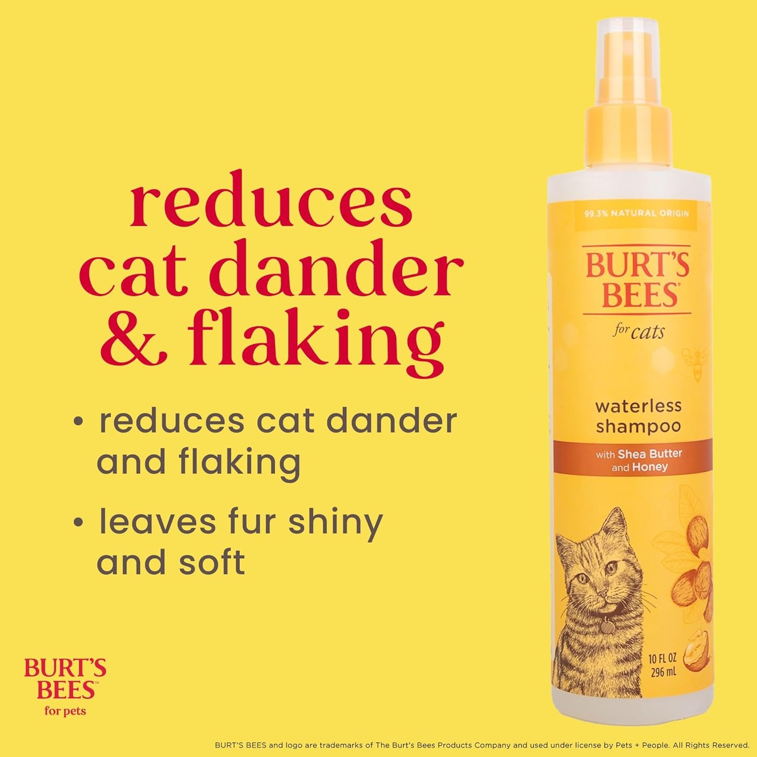 Cat Natural Waterless Shampoo with Apple and Honey | Cat Waterless Shampoo Spray | Easy to Use Cat Dry Shampoo for Fresh Skin and Fur without a Bath | Made in the USA, 10 Oz