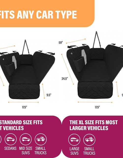 Load image into Gallery viewer, Dog Car Seat Cover for Back Seat, Waterproof Pet Protection Hammock, SUV Truck Car Backseat Protector with Safety Features, Black
