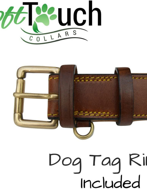 Load image into Gallery viewer, Brown XL Leather Padded Dog Collar, 28" Inches Long X 1.75" Inches Wide, Neck Size 22" to 25", Full Grain Real Luxury Leather for Xlarge Dogs
