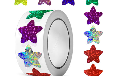 50-500Pcs Colorful Star Stickers for Kids Reward School Classroom Adhesive Holographic Star Stickers for Teachers DIY Craft