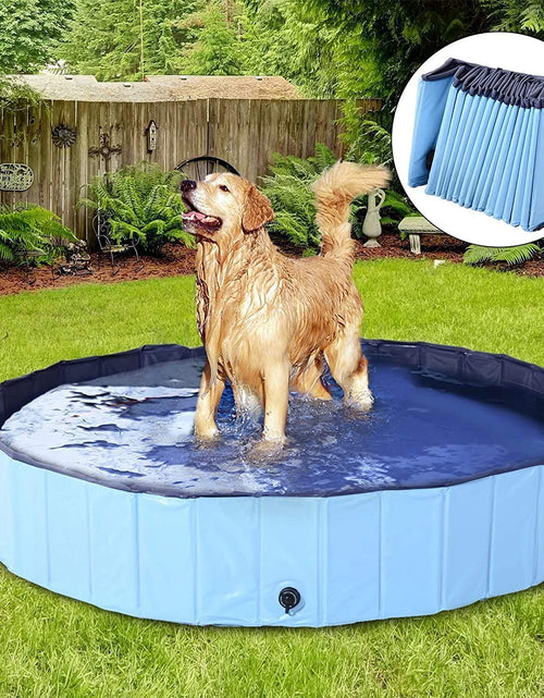 Load image into Gallery viewer, Dog Pool Foldable Pet Outdoor Swimming Pool Collapsible Anti-Slip Hard PVC Pet Paddling Bathtub for Large and Xtra Large Dogs, Kids, Pets((63'' * 12'')/(160Cm X 30Cm))
