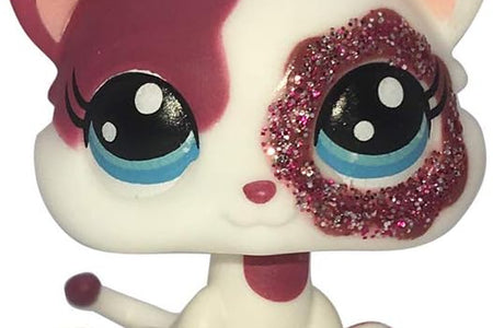 Custom-Made Baby for Short Hair Cat #2291 Pink White Kitten Sparkle Glitter Eyes 1 Inch Kitty Mini Pet Toys