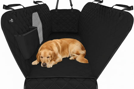 Dog Car Seat Cover for Back Seat, Waterproof Pet Protection Hammock, SUV Truck Car Backseat Protector with Safety Features, Black